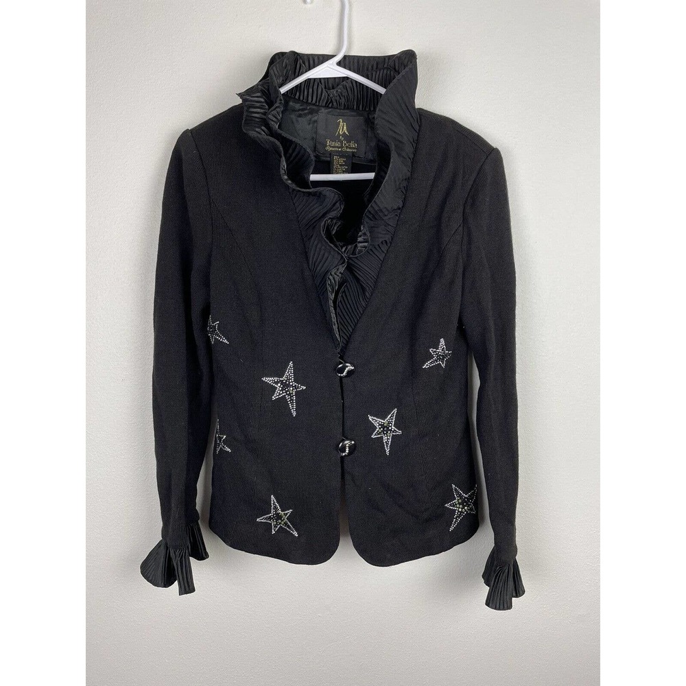 Tania Bella Signature Monique Black Sweater Jacket Stars Ruffles Size 10